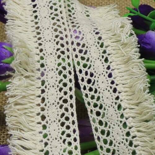 5/10/20/30/40/50 Yards Beige Embroidered Cotton Lace Trim Tassel Ribbon Lace Trimming Garment Sewing Accessories Handmade Craft