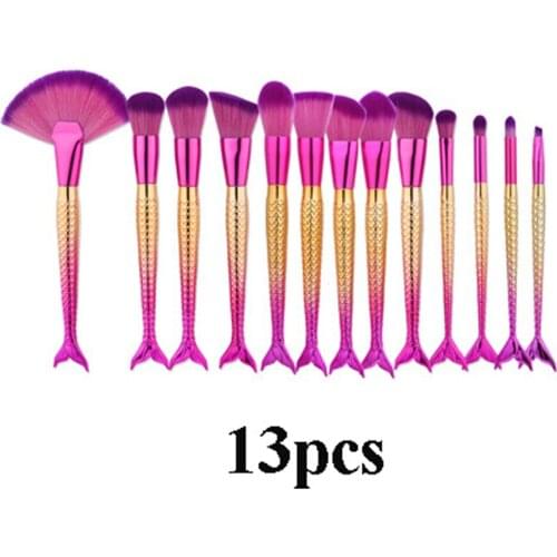 8/11/13pcs Makeup Brushes Kit Maquiagem Maquillaje New Mermaid Foundation Eyebrow Eyeliner Cosmetic Makeup Brushes