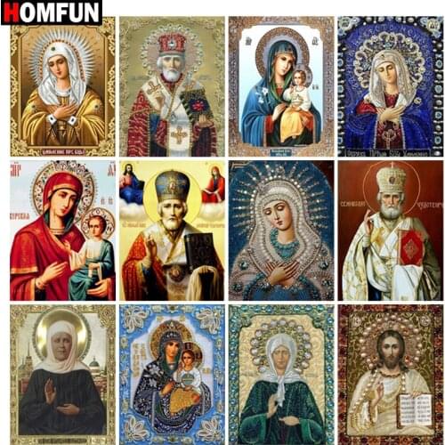 HOMFUN Diamond Painting Cross Stitch "Religious figure" Full Square Round Diy 5d Diamond Embroidery Picture Rhinestone Art