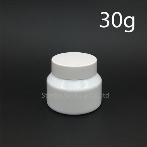 Free shipping 15g 30g White porcelain glass jars with white lid, cream jars, High-quality cosmetic containers 100pcs