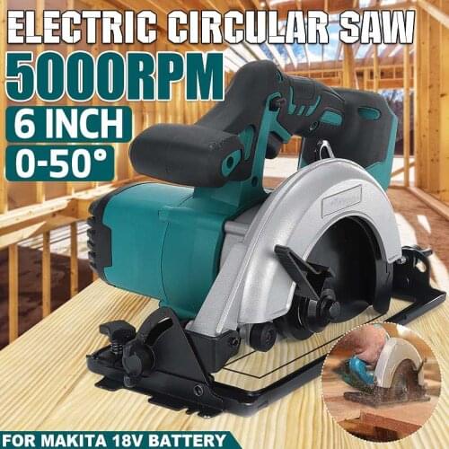 Drillpro 18V Cordless Electric Circular Saw 152mm 6inch Blade Woodworking Cutting Power Tool for Makita 18V Lithium Battery