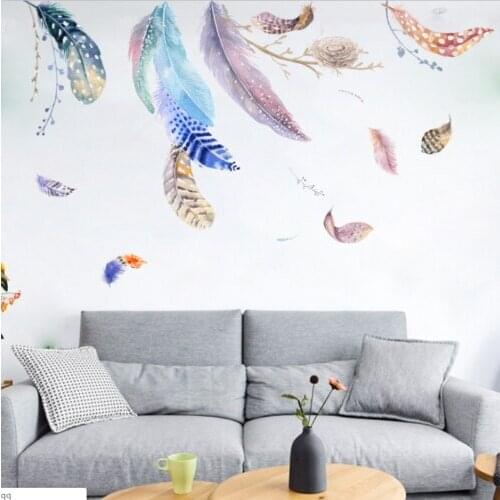 Large Novelty Flying Feather Plane Wall Sticker Colorful Removable DIY for Living Room Bedroom Home Decorative poster
