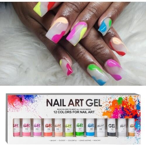 Nail Art Gel Polish Kit Soak Off UV/LED Semi Permanent Ink Color Varnish Gel Nail Polish Lacquer Salon Painting Designs