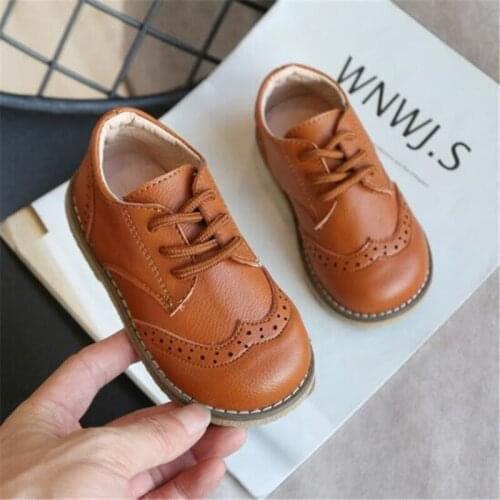 Kids Student Leather British Style Shoes Comfortable Black Childen Moccasins Waterproof Boy Girl Autumn Causal Shoe