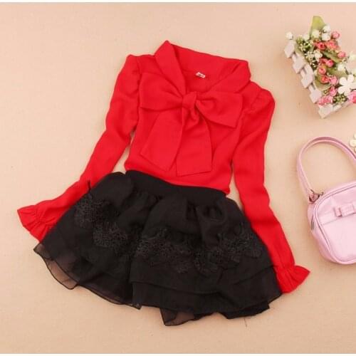Childrens Clothing Long Sleeve Big Girl Shirts Kids Tops Chiffon Lace Ruffles Baby Toddler School Girls White Blouse JW0263S