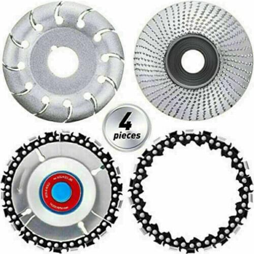 4Pcs Wood Shaping Disc Carving Disc Woodworking Circular Chain Saw Blades and Coarse Disc