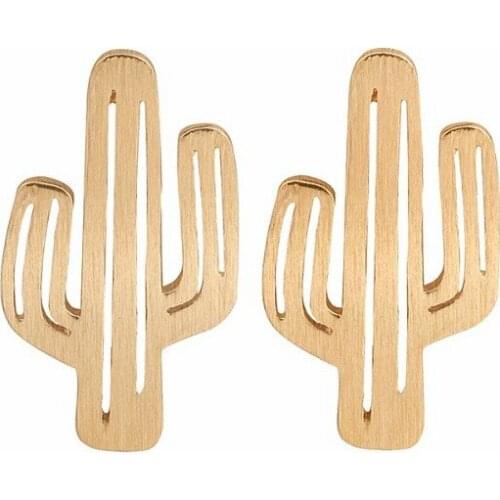 Jisensp Fashion Minimalist Cactus Post Earrings for Women Hollow Small Plant Stud Earrings Party Accessories Gift bijoux