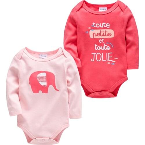 Kavkas 2 PCS/SET Newborn Bodysuit 100% Cotton Long Sleeve Autumn O-neck Overalls Infant Cartoon Girl Boy Clothes реборн девочка