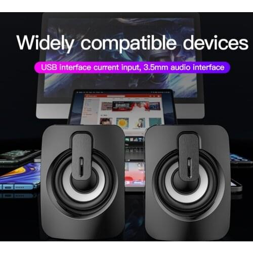1.6m USB Computer Speakers 3.5mm Interface Wired Dual Trumpet Speakers 360-degree Stereo Surround Heavy Bass Desktop Subwoofer