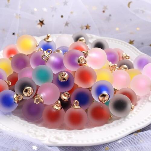 10Pcs/lot 16mm Round Frosted Glass Bead Pendant for Diy Jewelry Making Bracelets and Earrings Accessories