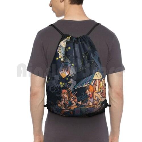 Lakeside Stable Backpack Drawstring Bag Riding Climbing Gym Bag Breath Wild Nintendo Switch Game Link Night Chill Cozy
