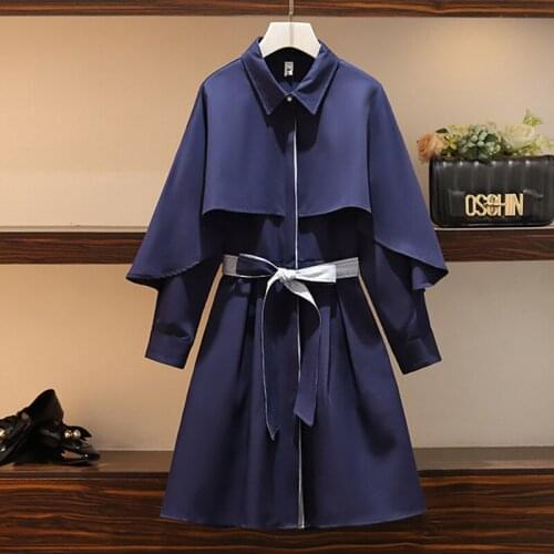 Fashion Mini Dress Spring Autumn Women New Elegant Long Sleeve Sashes Navy blue Turn-down Collar Slim Office Dresses For Femme