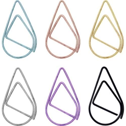 MIUSIE 20 pcs Metal Material Drop Shape Paper Clips Gold Silver Color Kawaii Cute Bookmark Clip Office School Stationery