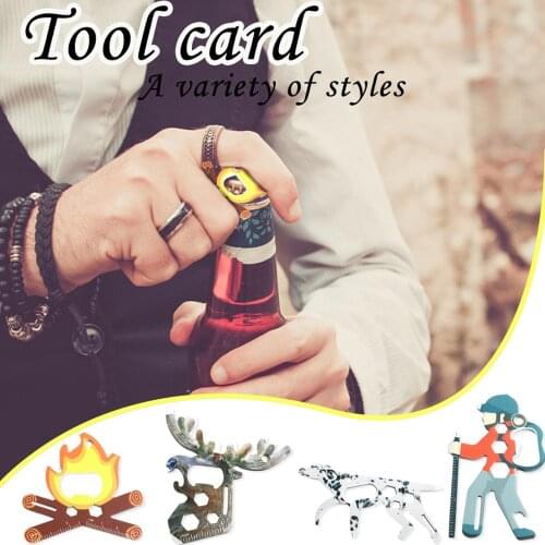 Multi Tool STAINLESS STEEL Card-Survival Camping Wallet Emergency EDC Cute Tool measuring ruler bottle opener hexagon wrench