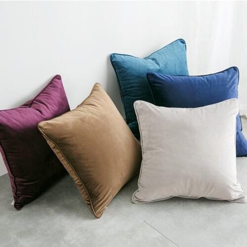 Slippery feel soft solid plush cushion cover 50*50cm 60*60cm 45*45cm30*50cm thick pillow cover home office decorative pillowcase