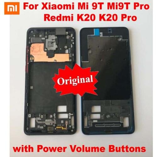 Original 6.39" For Xiaomi Redmi K20 Pro Middle Frame Front Bezel Faceplate Housing Case Mi 9t Mi9T Pro with Power Volume buttons