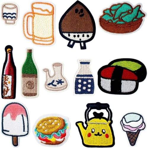 Beer Beverage Drinks Cup Knitting Textile Woven Sewing Accessories Patch Piece Popular Stripes Applique Stickers Personalised