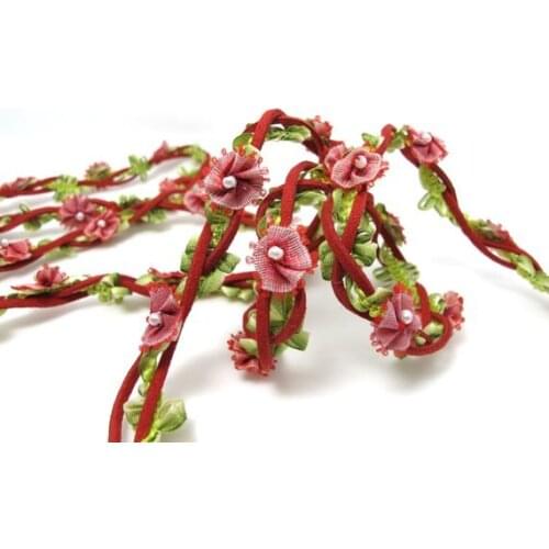 Braided Niva Rococo Trim with Faux Suede Leather|Braided Twine|Twisted Cord|Headband Trim|Vine Trim|Floral Decorative Ribbon