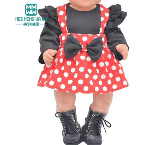 Fits 43-45cm baby toy new born doll and American doll Fashion T-shirt, suspender skirt suit Girls gift