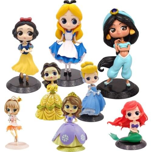 Q Version 8 Style 7.5CM Snow White Mermaid Princess Alice Birthday Cake Decoration Cardcaptor Sakura Belle Dolls Toys