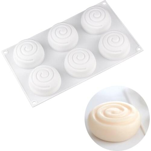 6 round Thread Holes shape silicone soap Mold ,3d bread Mousse cake mold pastry baking molud for cake decoration