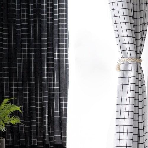 Modern Simple Lattice Curtains Semi-shading Elegant Curtains for Living Dining Room Bedroom