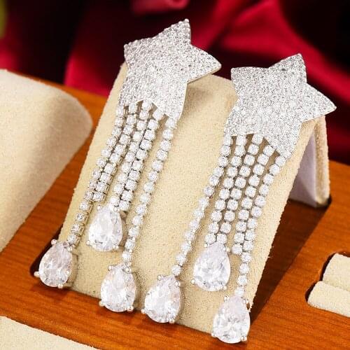 GODKI 52mm Elegant Meteor Planet Full Mirco Paved Microl Zirconia Naija Wedding Earring Fashion Jewelry