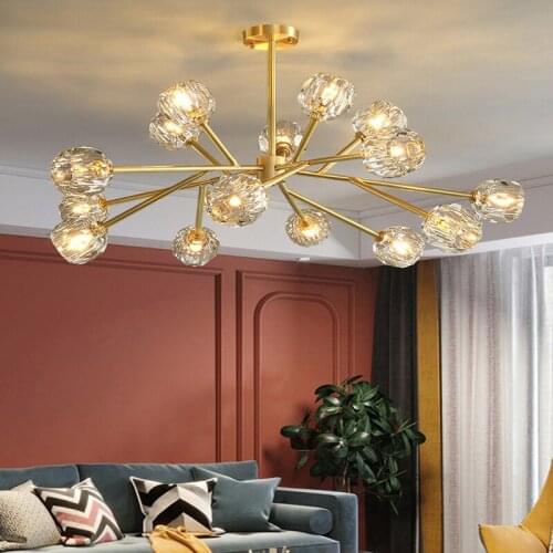 Light postmodern droplight full copper luxury crystal lamp simple atmospheric sitting room lamps and lanterns of the Nordic rest