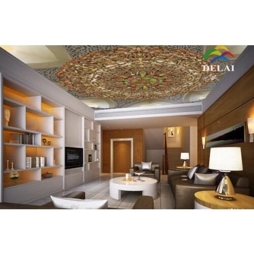 3D-0137 Arabic diamond pvc stretch film brown shining diamond ceiling film for living ceiling decoration