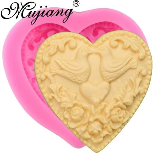 DIY Cake Baking Molds Heart Shape Love Bird Silicone Chocolate Candy Fondant Moulds Wedding Cake Decorating Tools