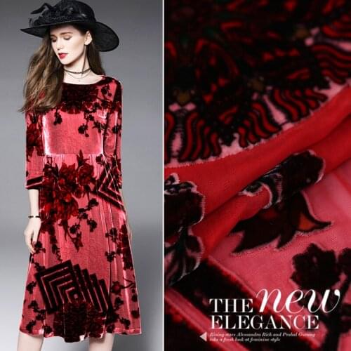 High-end custom spring and summer burnt-out velvet fabric silk velvet fabric velvet dress cheongsam dress comfortable breathable