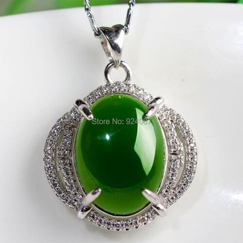Hetian jade jewelry pendant egg surface with silver pendant inlaid pendant fashion female style with a certificate