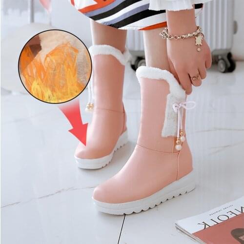 Plus Size 34-42 Winter Women Boots Mid-Calf Down Boots Plush Insole Botas Female Waterproof Ladies Snow Boots Girls Woman Shoes