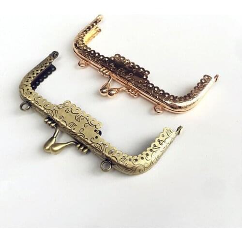 12.5cm pattern embossing golden bronze color women DIY metal purse frame coin bag clasp 10pcs/lot
