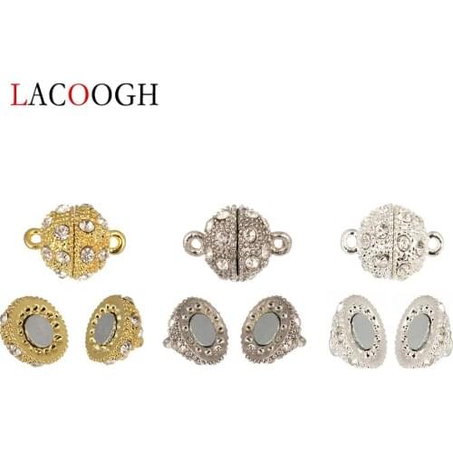 10pcs/lot 8/10/12mm Crystal Strong Magnetic Clasps For Necklace Bracelet Gold Color End Clasps Connectors For DIY Jewelry Making