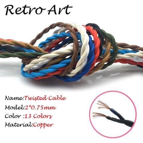 2*0.75mm Antique Industrial Edison Lighting Braided Lamp Wire vintage textile electrical lamp wire