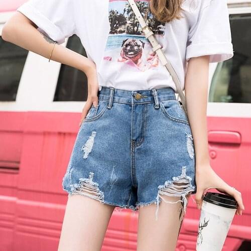 2021 New Womens High Waist Denim Pants Tide Female Summer solid color Loose Mom Shorts Jeans Streetwea Fit Casual Plus Size