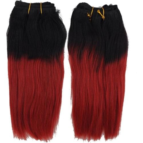 8" 2Bundles/100G/Pack Yaki Straight Hair Weaving Straight Weave Hair Weft Synthetic Hair Extension 1B/39J(Free Shipping
