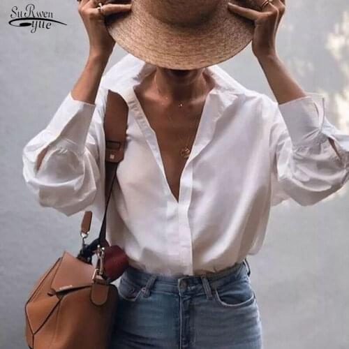 Blusas The New Neutral Wind Goddess Half-opened Collar Handsome Little Cotton Retro Small Turntable Loose Profile Shirt 12562