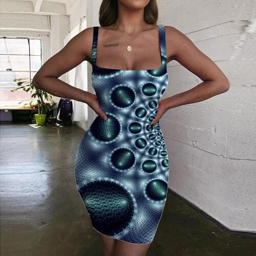Giyu Brand Dizziness Dress Women Abstract Bodycon Dress Psychedelic 3d Print Harajuku Vestido Sexy Womens Clothing Party Short