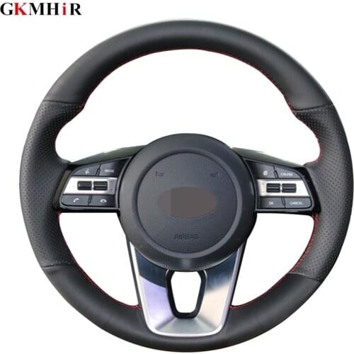 Black Artificial Leather Steering Wheel Cover Hand-stitched Car Steering Wheel Covers for Kia forte s 2019 KIA Optima 2018 2019