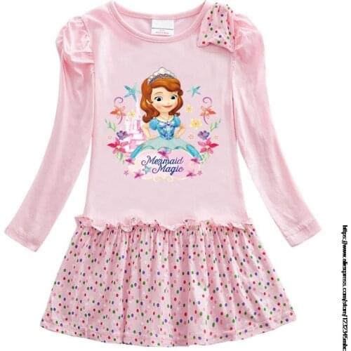 Disney Girls Spring Autumn Long Sleeve Dress Children Cartoon Sofia Cake Dresses Kids Baby Party Lace Vestidoes