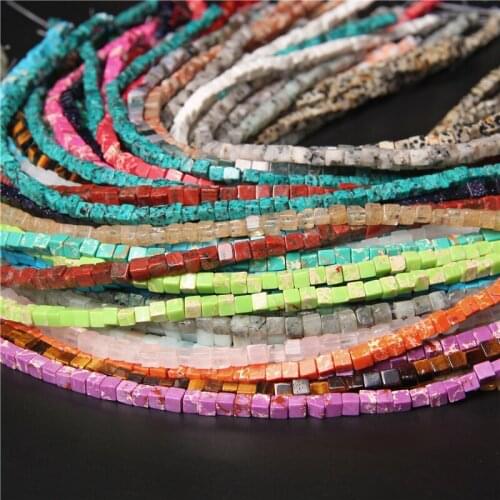 DIY Bracelet Necklace Earrings Natural Stone Square Jades Crystal Spacer Loose Beads Accessories4x4mm