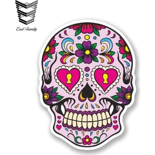 EARLFAMILY 13cm x 11cm Mexican Calaver Sugar Skull Car Sticker Skateboard Laptop Luggage Decals Styling Anime Graffiti Stickers