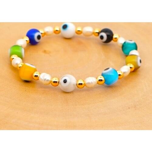 GO2BOHO Turkish Evil Eye Bracelet For Women Real Pearls Bracelets Jewelry Bohemian Handmade Pulseras Mujer Moda Ins Hot Sale