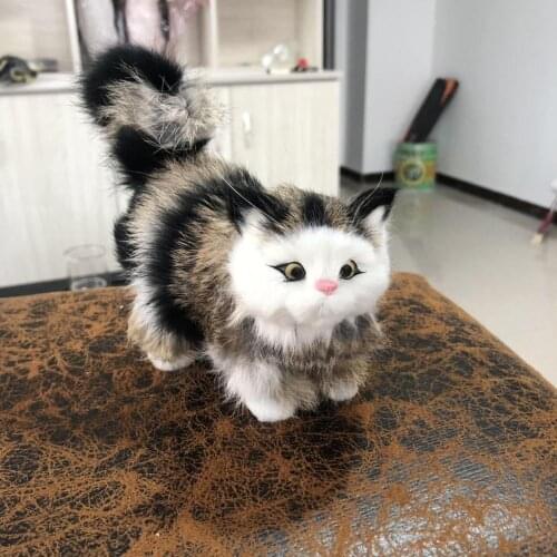Real life toy gray-black cat model,polyethylene& furs 12x6x12cm cat handicraft,prop,home Decoration,baby toy Xmas gift b3028
