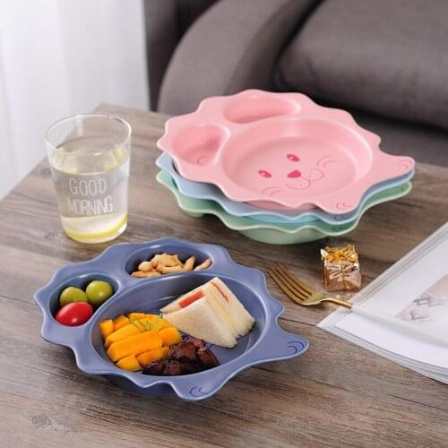 Ceramic Grid Plate Breakfast Plate Childrens Dinner Plate Fruit Plate Dessert Plate Baking Tray Baked Rice Bowl Baby Gift