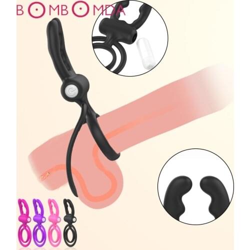 Penis Ring Vibrator Cock Ring Couple Lover Sex Toys for Men Time Delay Ring Silicone Sexy Dual Ring For Women Clitors Stimulator