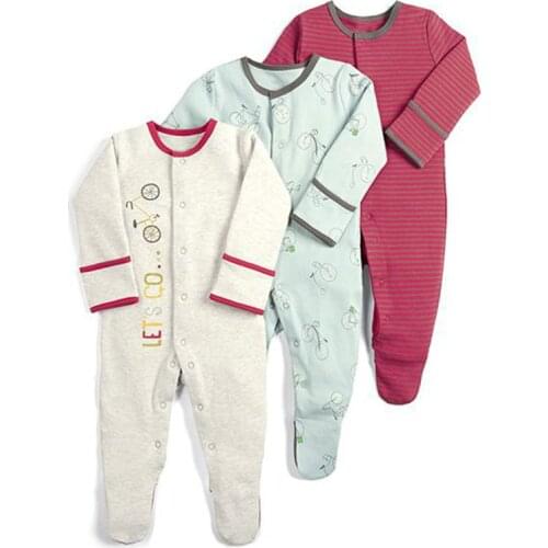 3pcs /set Baby Rompers Newborn Sleepsuits Baby Girl Boy Clothes Jumpsuit 100% Cotton Rompers For Babies Pajama