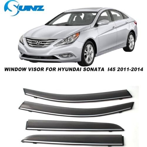 Side Window Visors For Hyundai Sonata I45 2011 2012 2013 2014 Smoke Hook Weathershields Sun Rain Deflectors Car stylings SUNZ